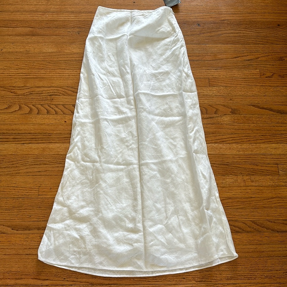 White Linen A-Line Skirt - Picture 6 of 6